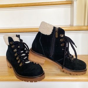 Blondo Faux Shearling Cuff Waterproof Boots in Black Suede